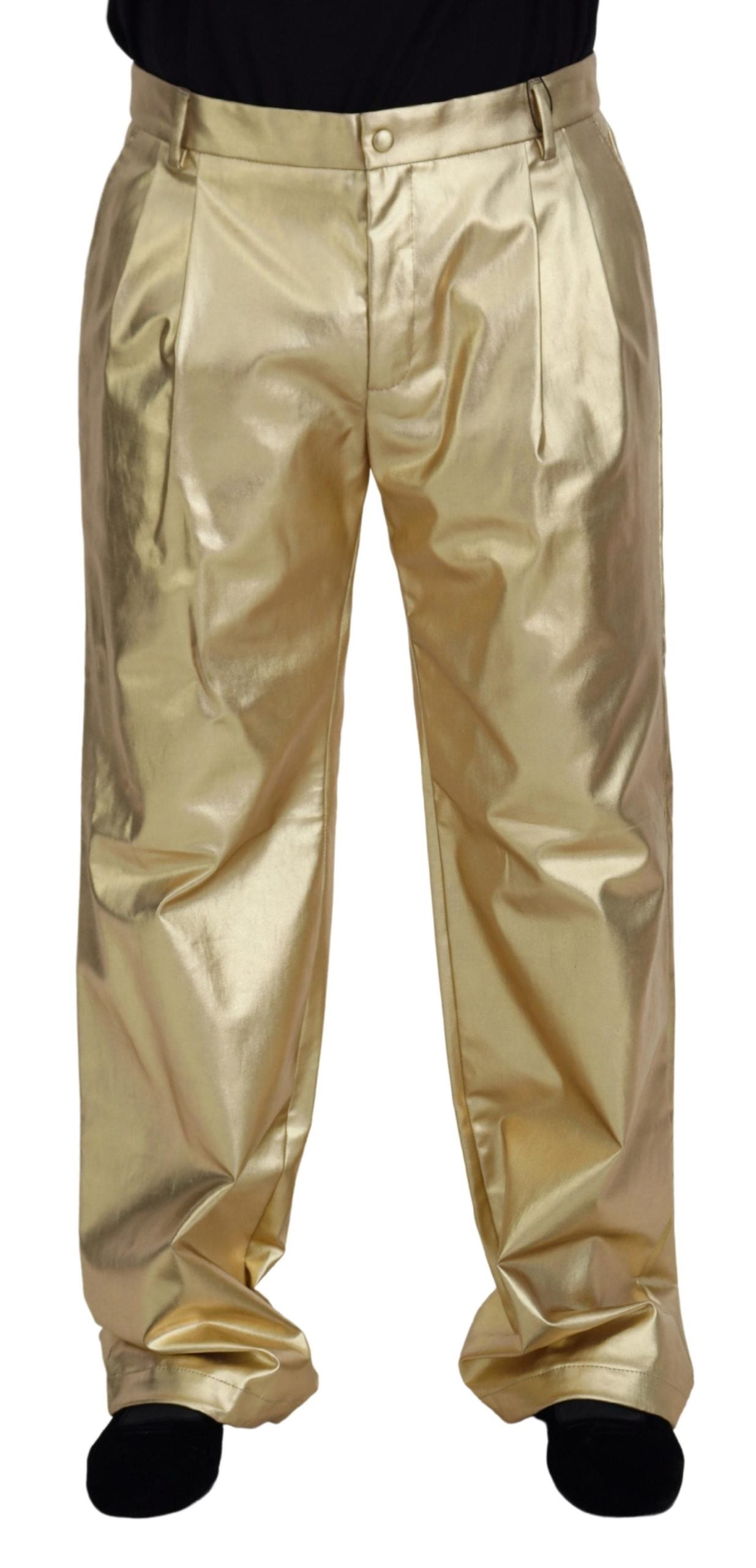 Gold Cotton Straight Fit Pants