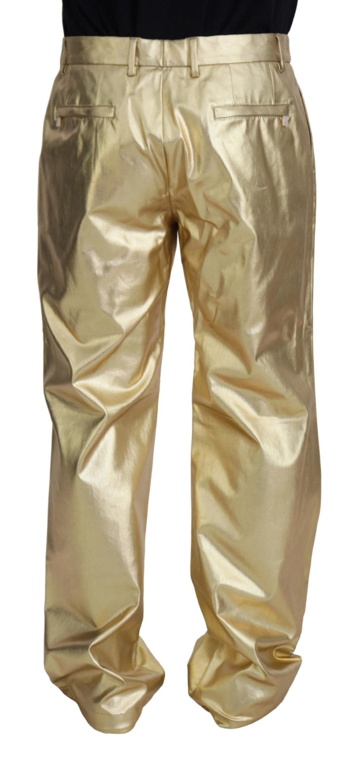 Gold Cotton Straight Fit Pants