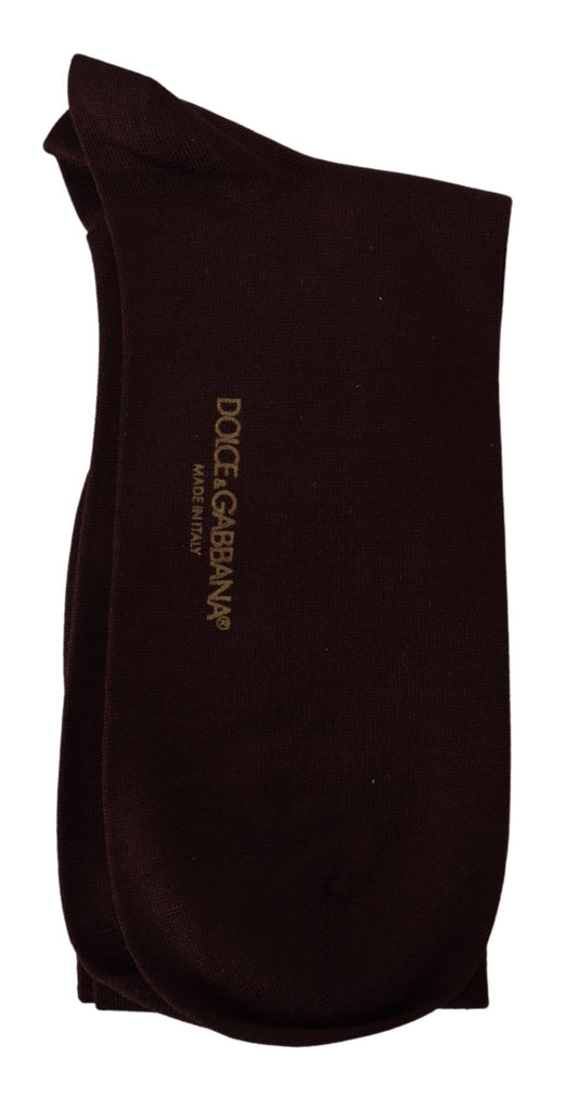 Elegant Maroon Silk Blend Mid Calf Socks