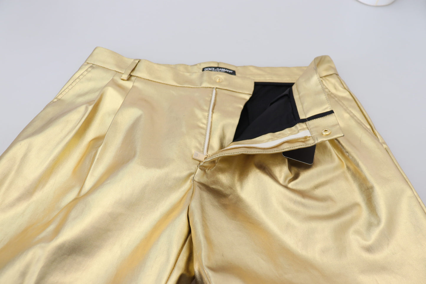 Gold Cotton Straight Fit Pants