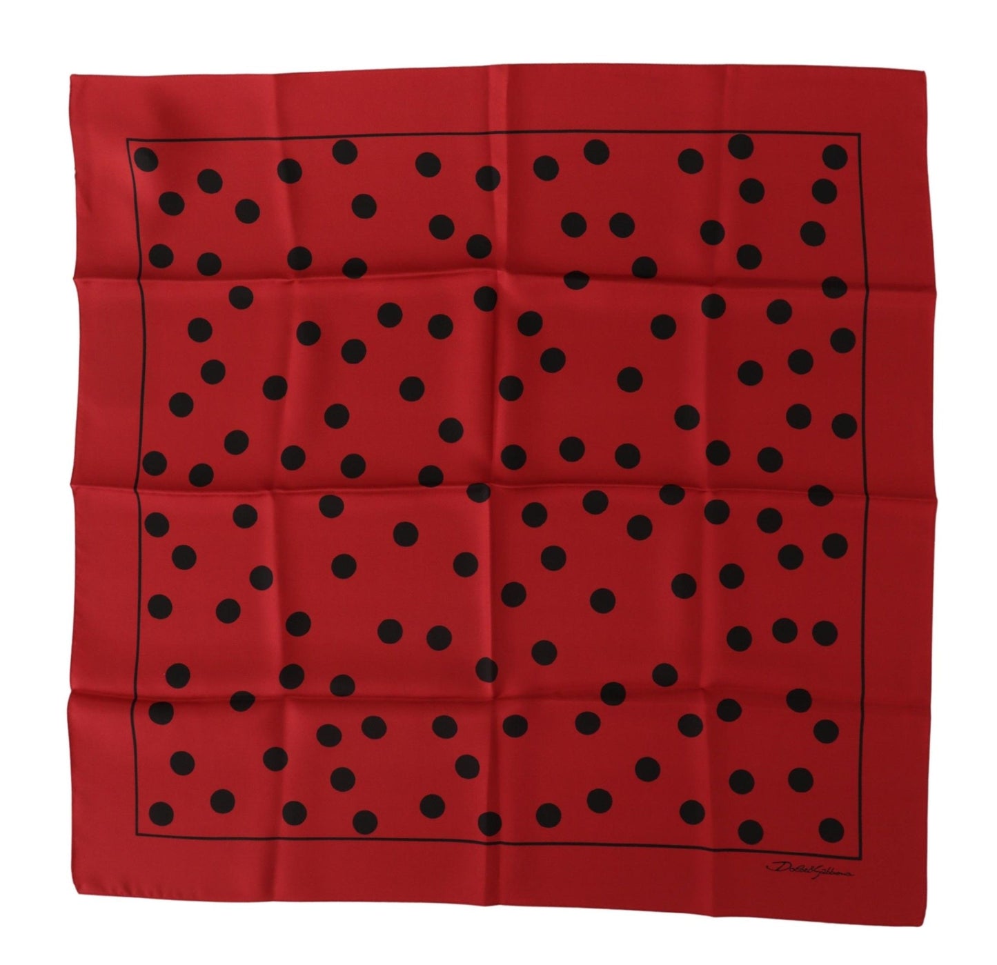 Elegant Red Polka Dot Silk Square Scarf