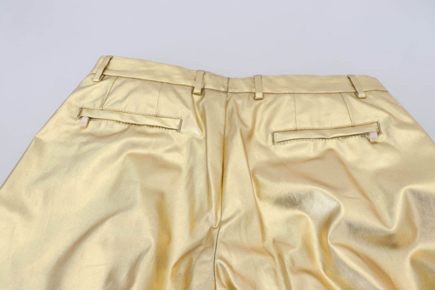 Gold Cotton Straight Fit Pants