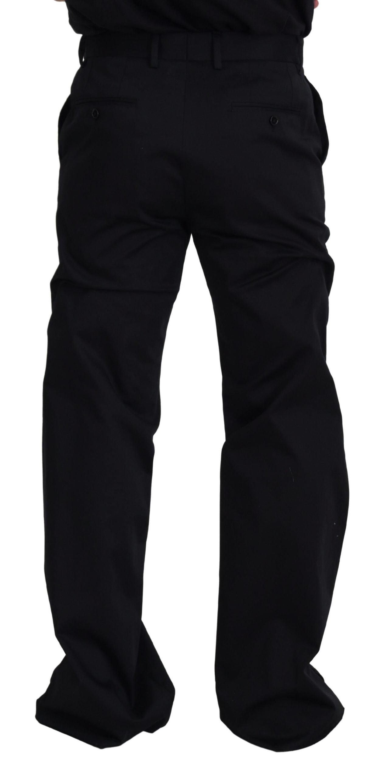 Black Red Men Straight Leg Pants