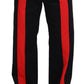 Black Red Men Straight Leg Pants