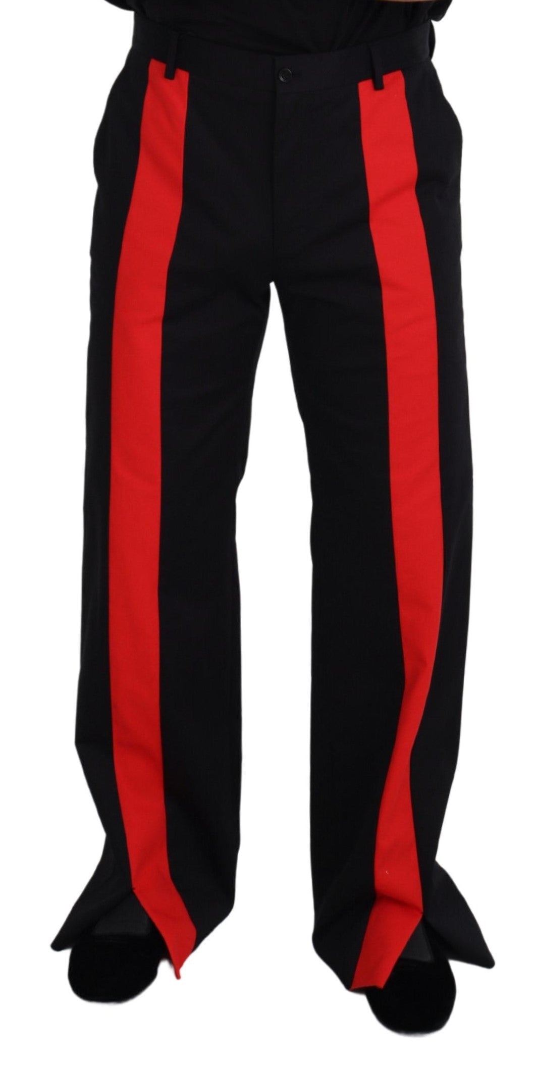 Black Red Men Straight Leg Pants