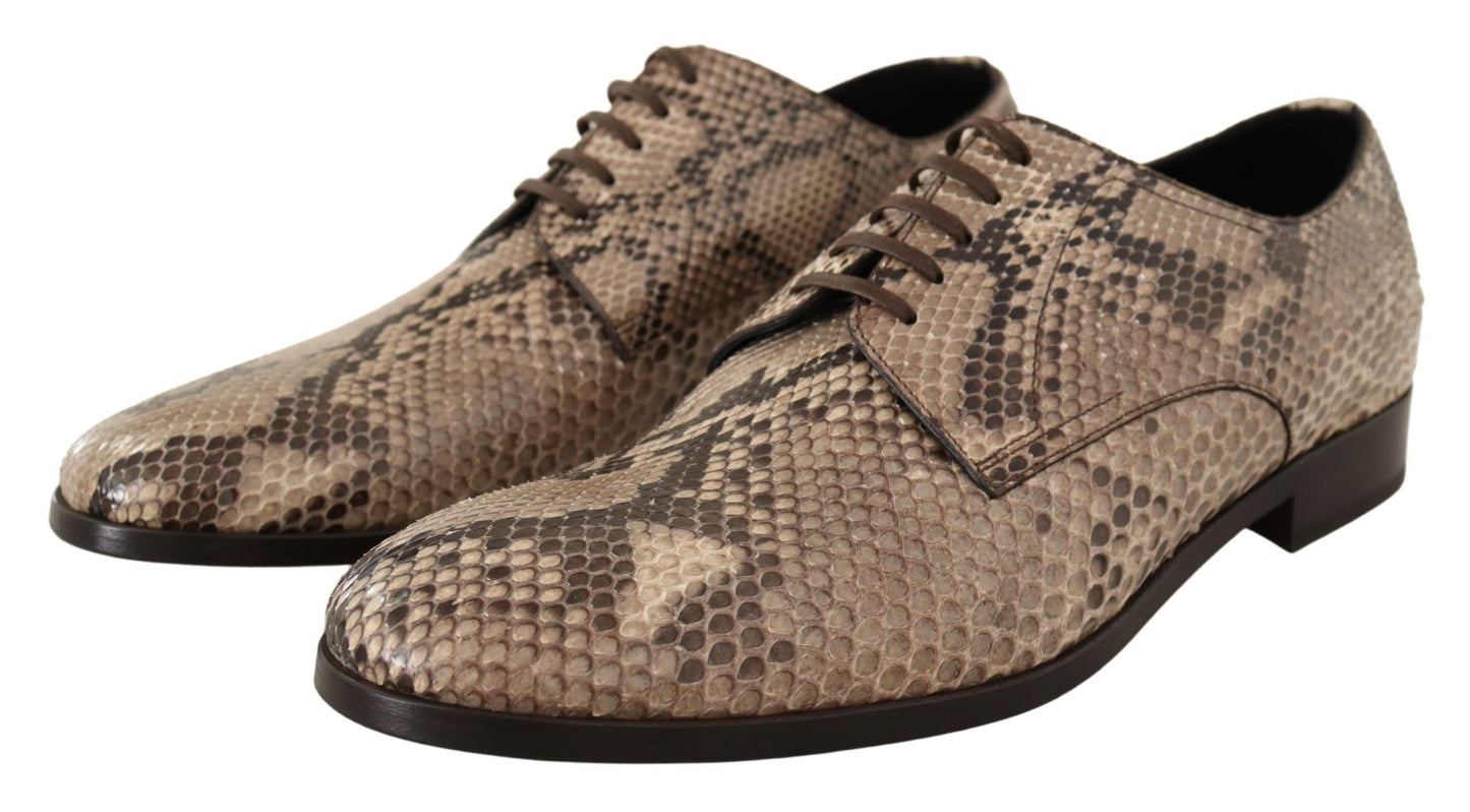 Beige Python Oxford Dress Shoes for Men