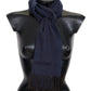 Elegant Navy Blue Cashmere Unisex Scarf