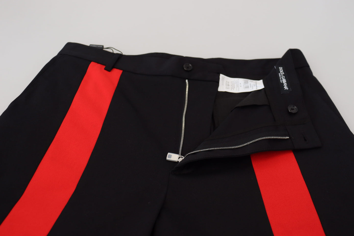 Black Red Men Straight Leg Pants