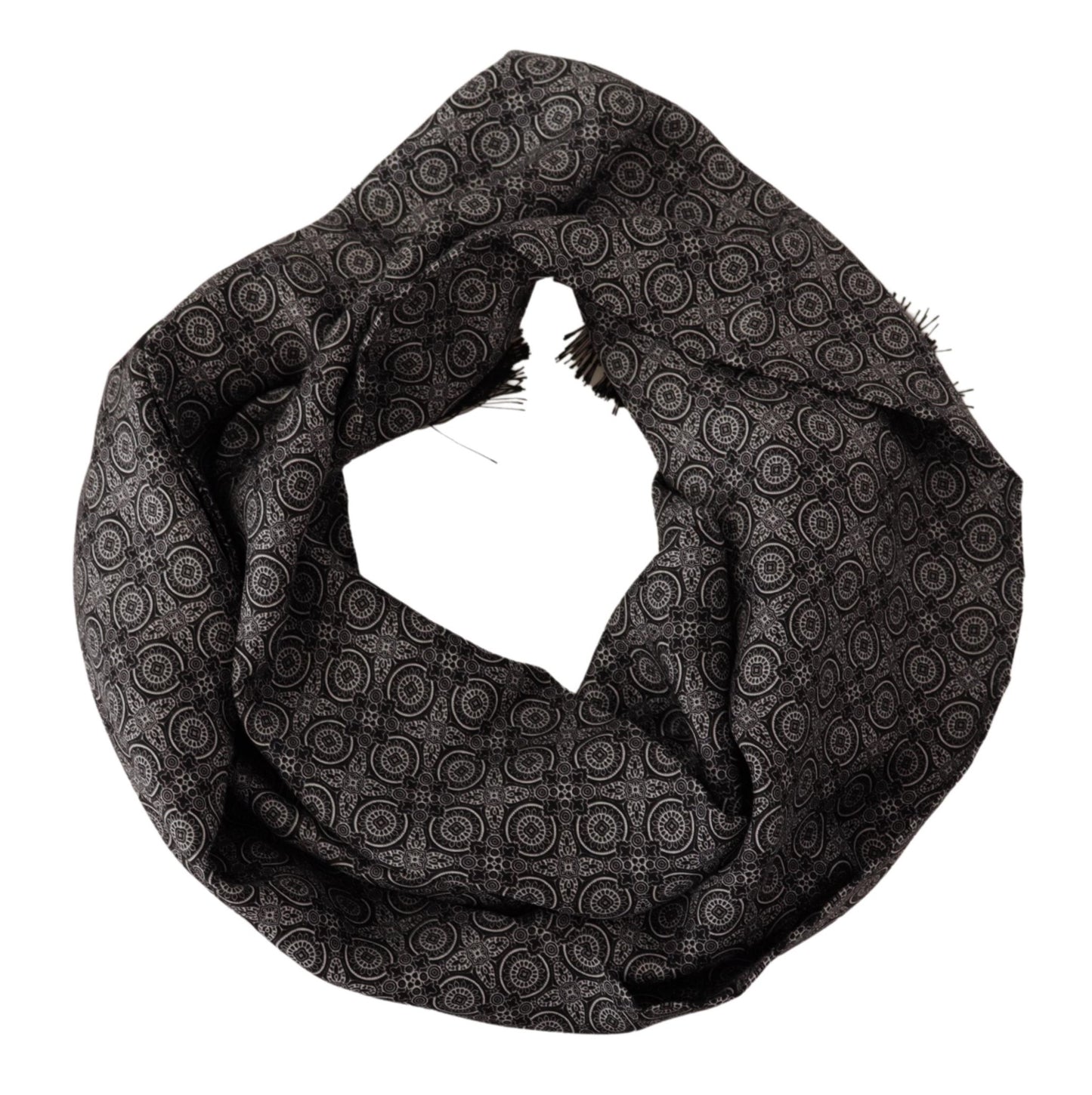 Elegant Black and White Silk Men's Scarf