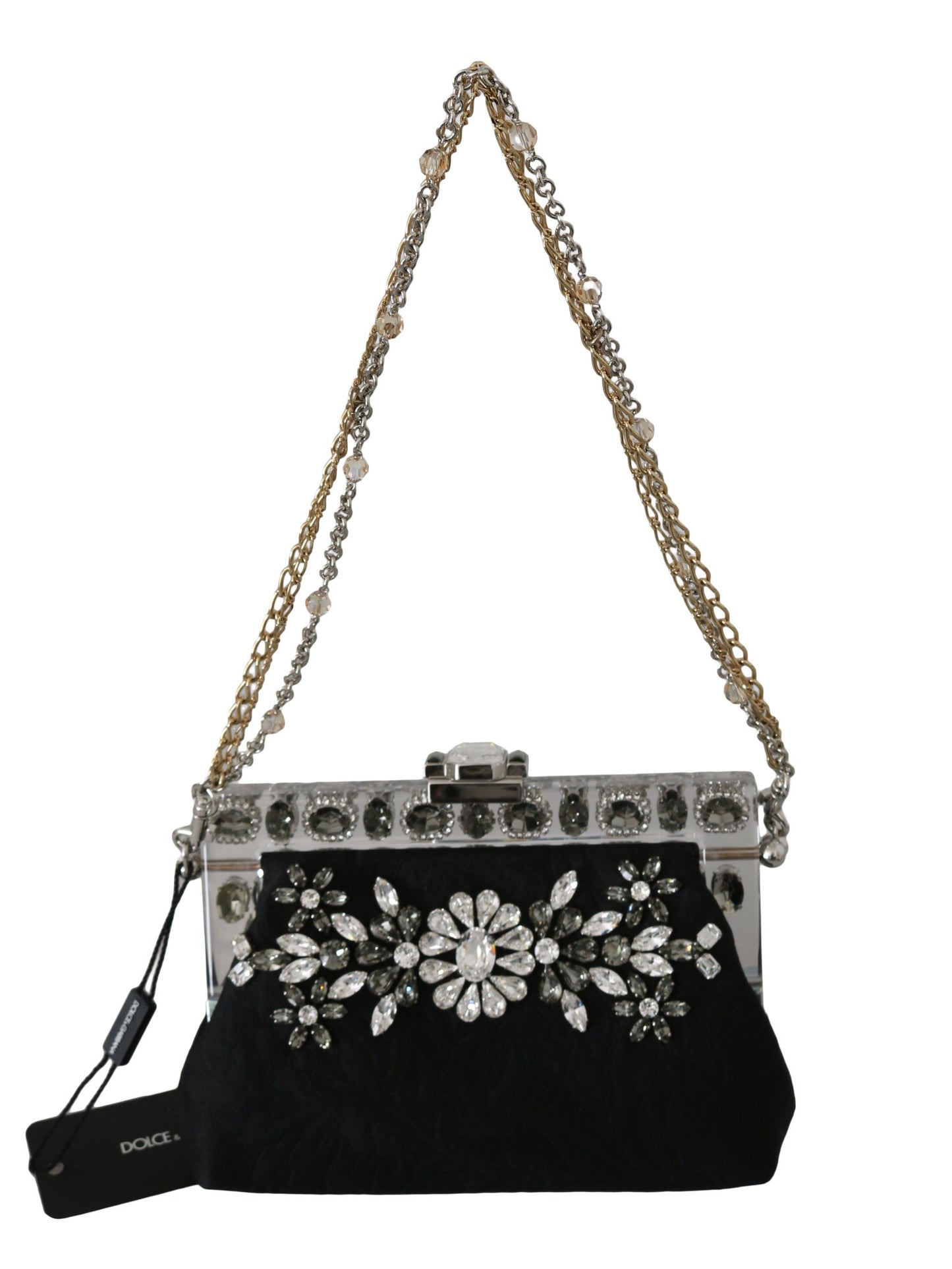 Elegant Black Crystal Evening Clutch Bag