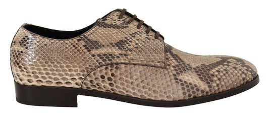 Beige Python Oxford Dress Shoes for Men