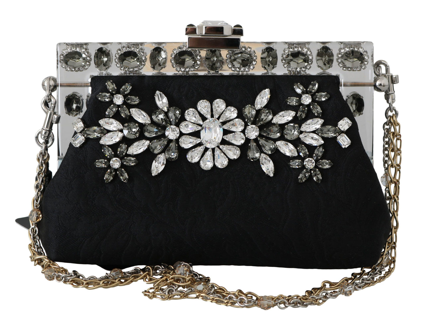 Elegant Black Crystal Evening Clutch Bag