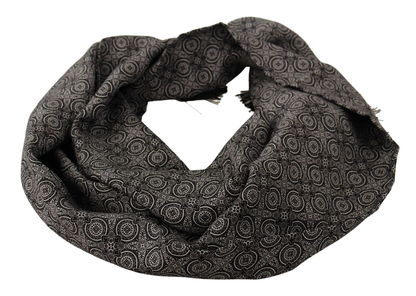 Elegant Black and White Silk Men's Scarf