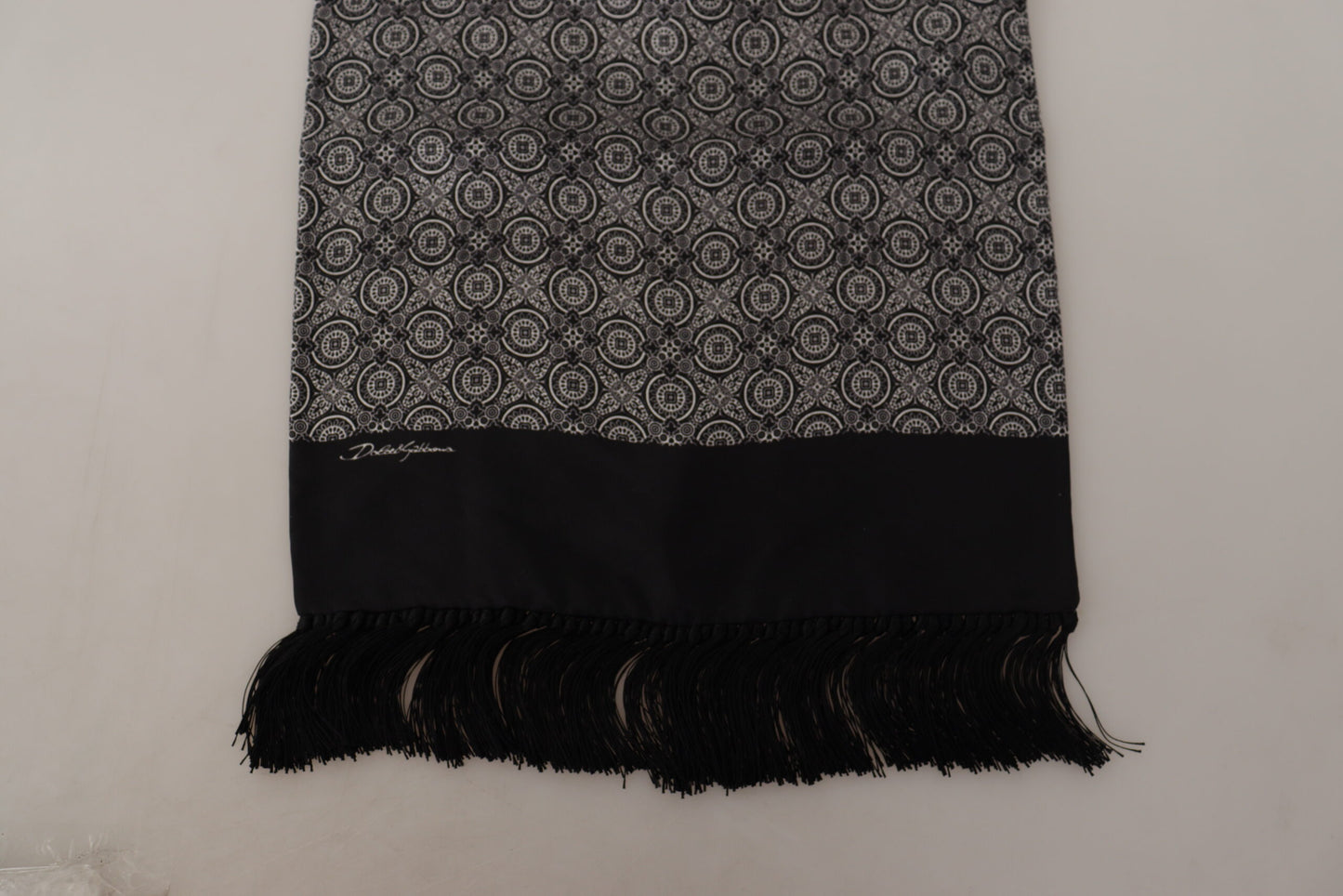 Elegant Black and White Silk Men's Scarf