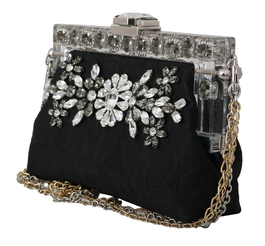 Elegant Black Crystal Evening Clutch Bag