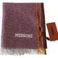 Chic Maroon Cashmere Scarf with Logo Embroidery
