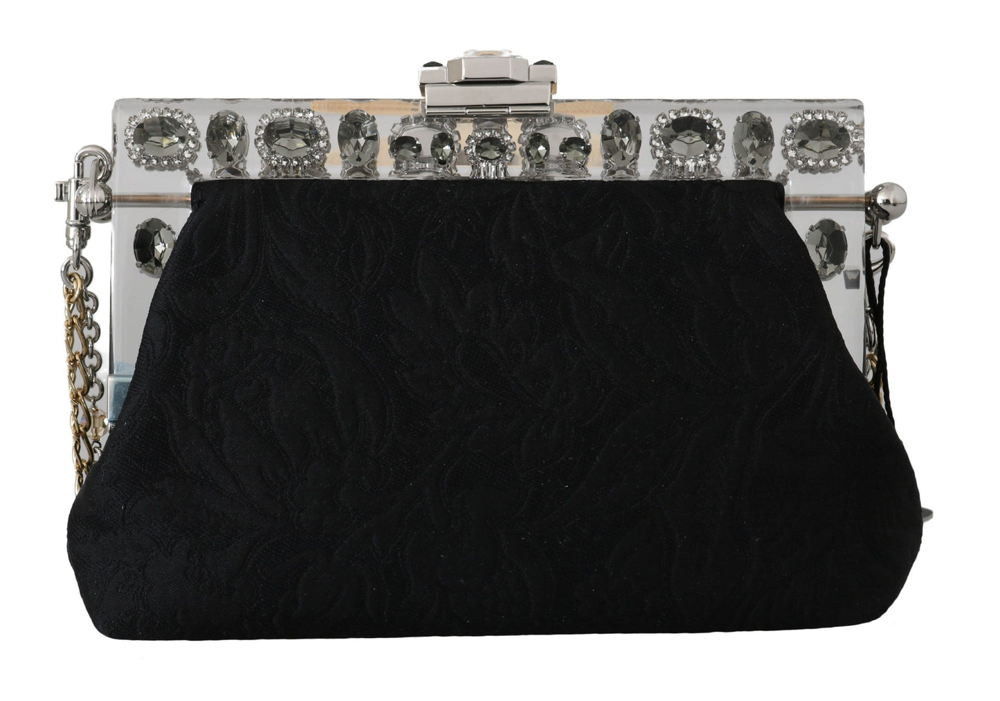 Elegant Black Crystal Evening Clutch Bag