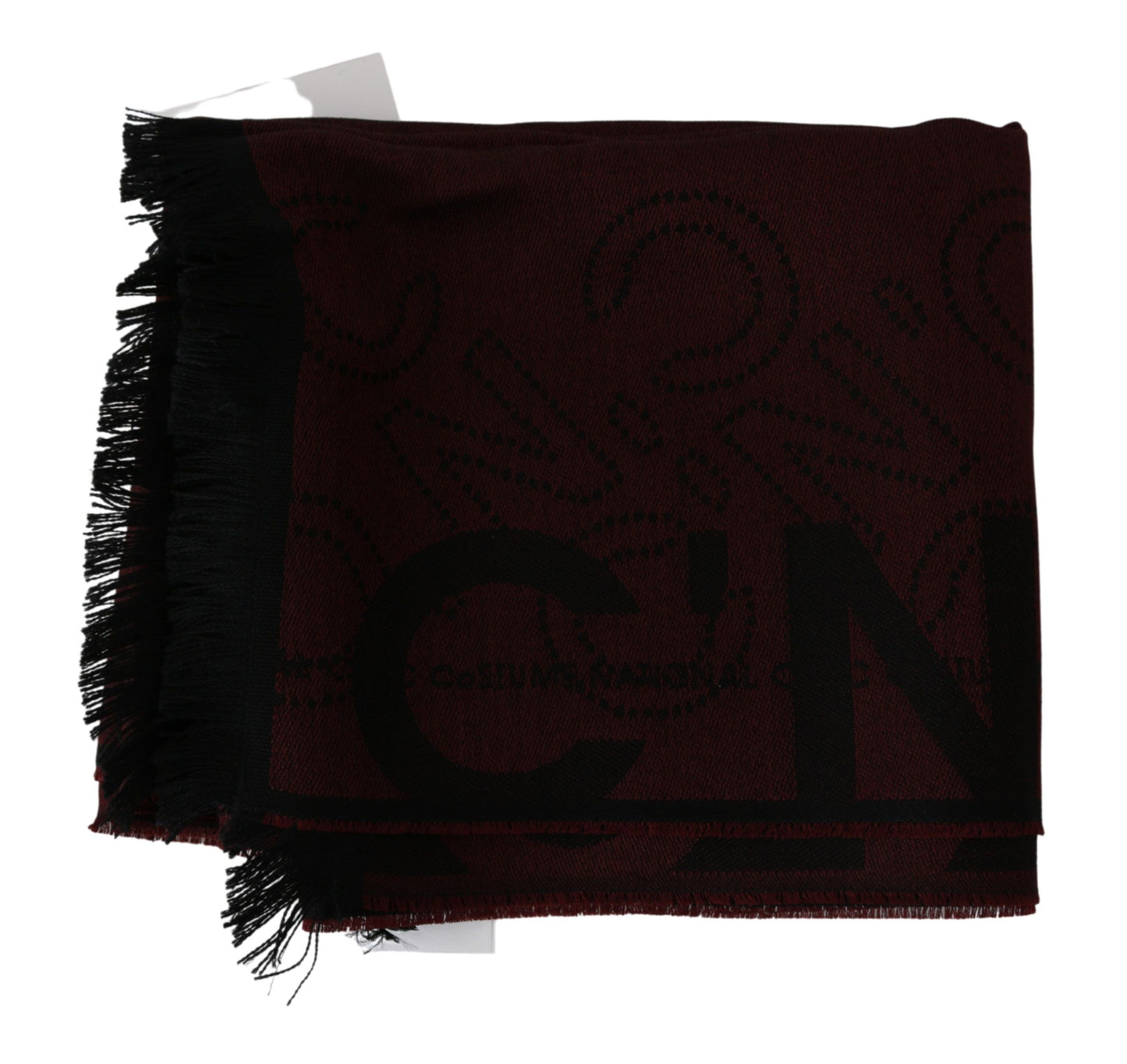 Elegant Maroon Printed Wool-Silk Blend Scarf