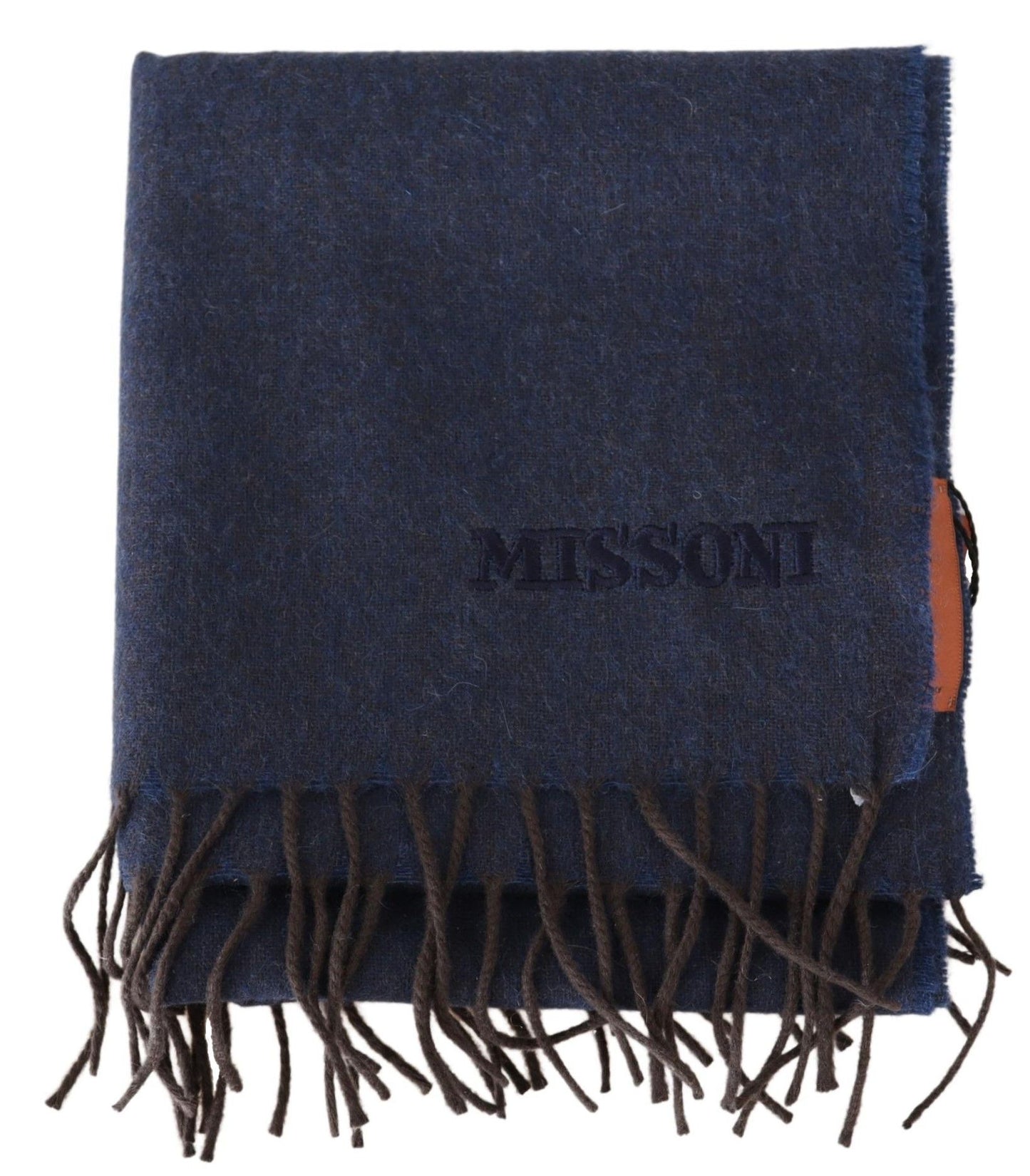 Elegant Navy Blue Cashmere Unisex Scarf