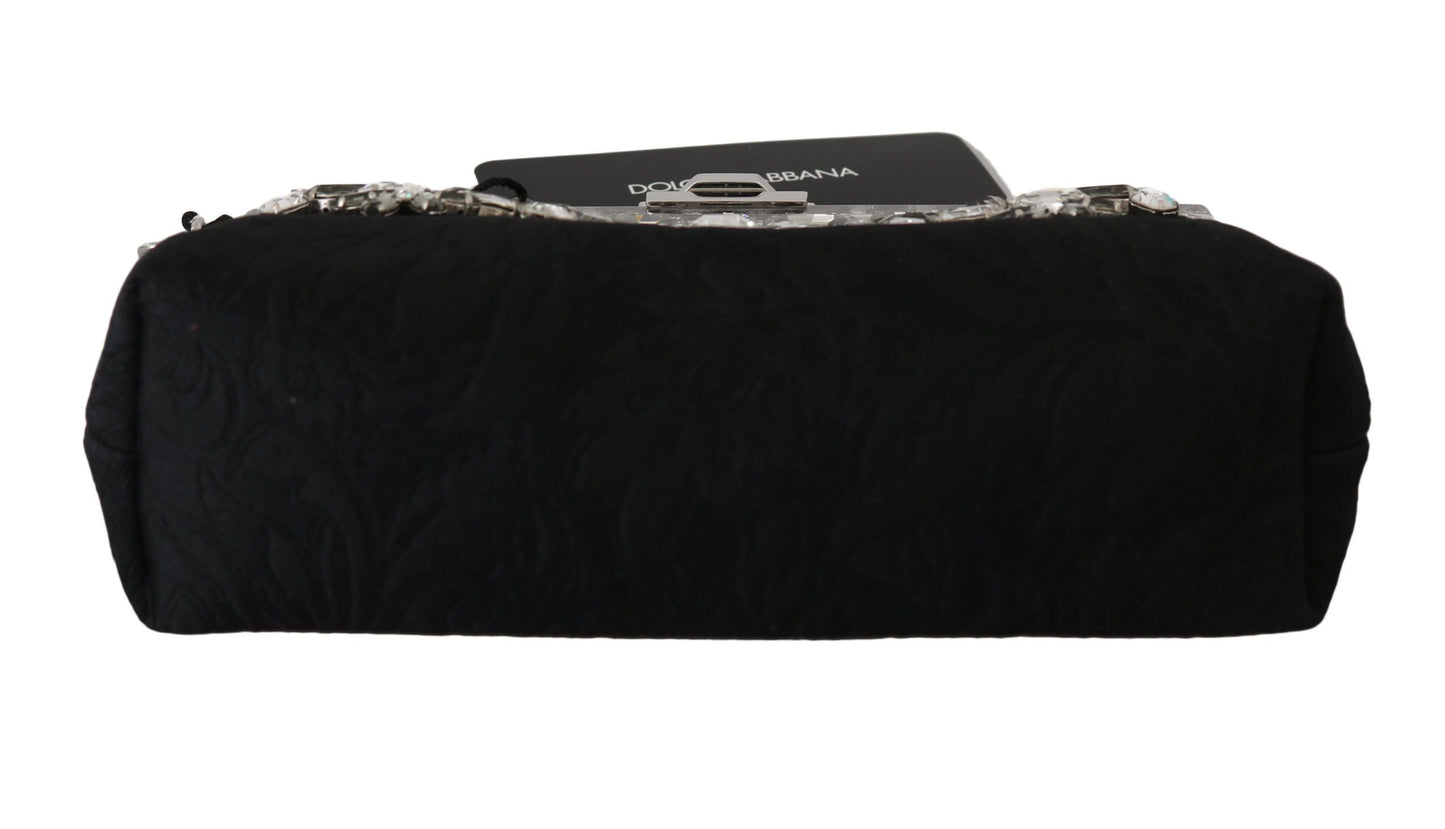 Elegant Black Crystal Evening Clutch Bag