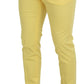 Yellow Cotton Slim Fit Men Pants