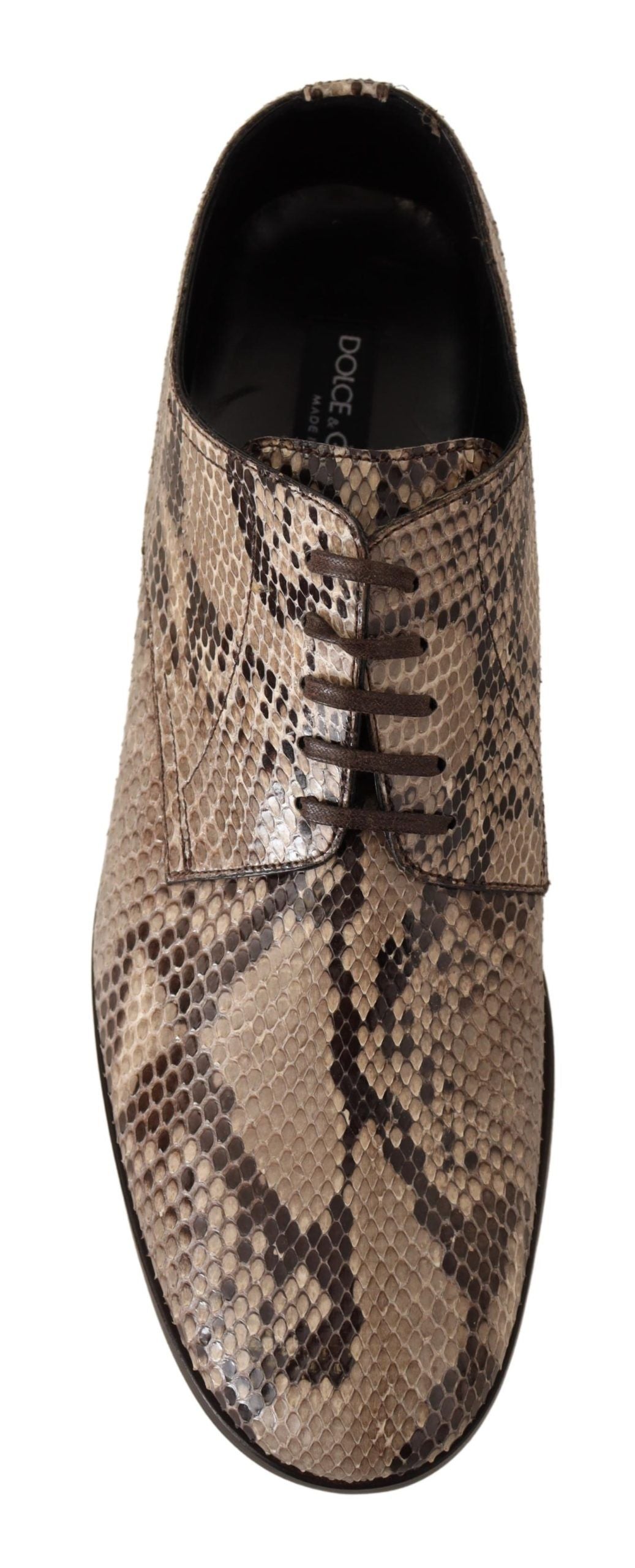 Beige Python Oxford Dress Shoes for Men