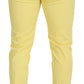 Yellow Cotton Slim Fit Men Pants