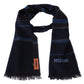 Elegant Striped Wool Scarf with Logo Embroidery