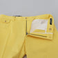 Yellow Cotton Slim Fit Men Pants