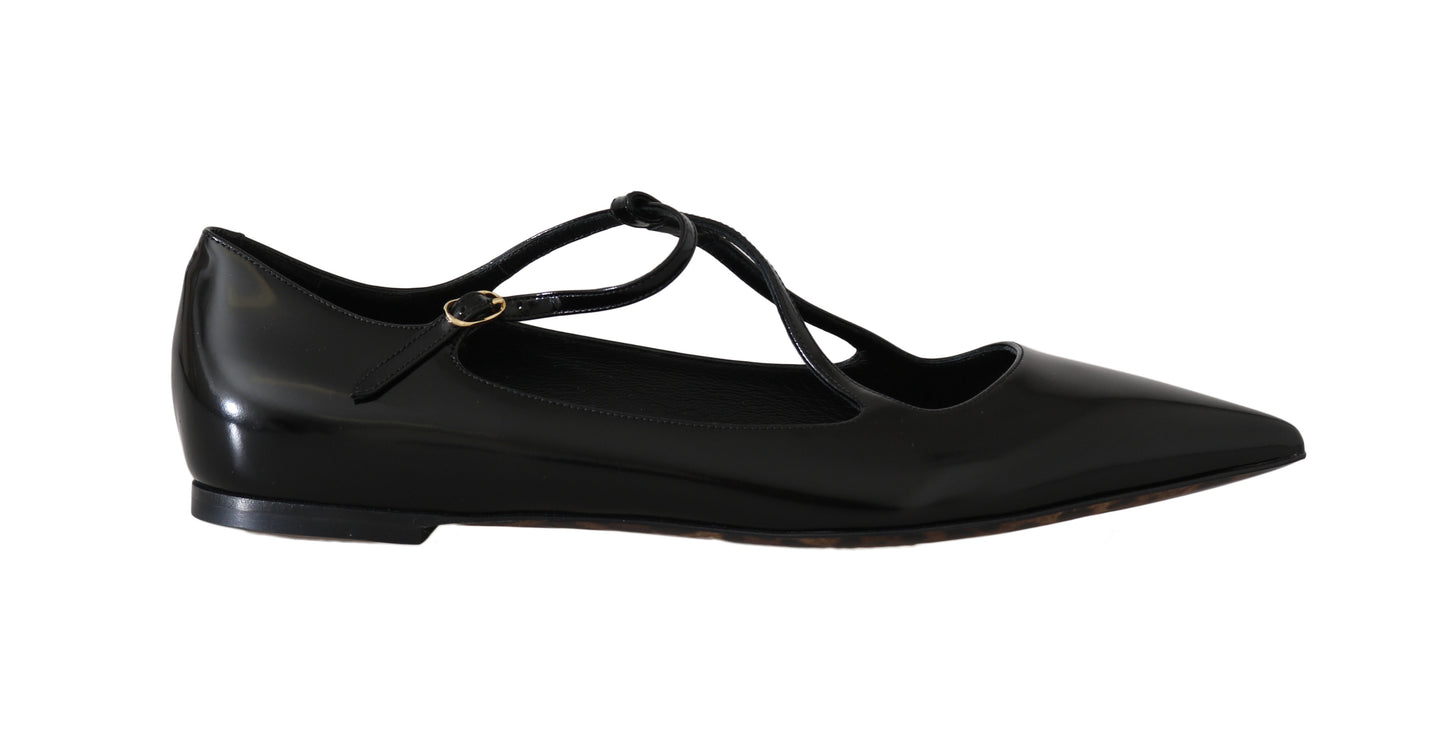 Elegant Black Leather Ballet Flats