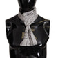 White Silk DG Logo Letter Print Shawl Fringe Scarf