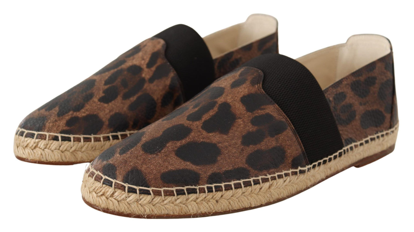 Elegant Leopard Espadrilles with Braided Sole