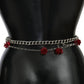 Elegant Floral Rose Waist Belt in Vibrant Red