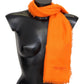 Elegant Wool Blend Fringed Scarf in Orange