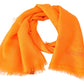 Elegant Wool Blend Fringed Scarf in Orange