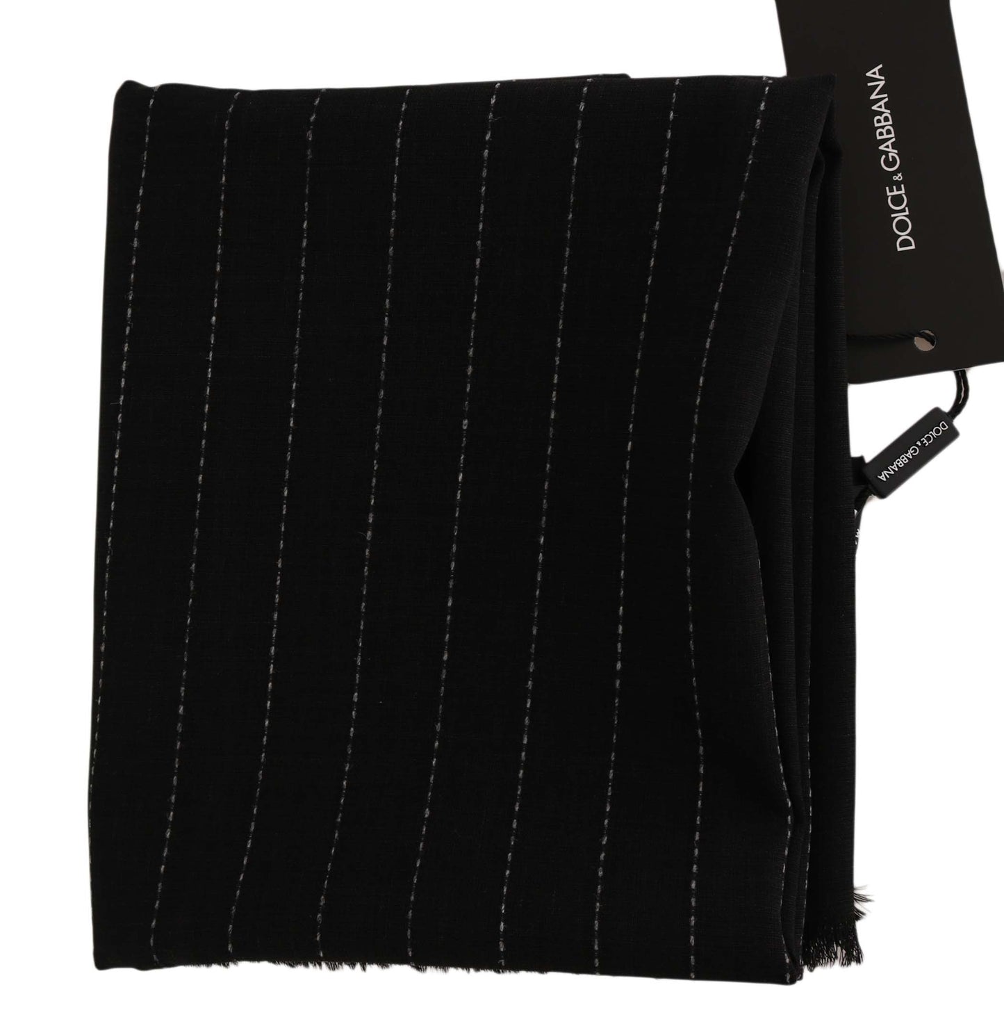 Elegant Silk Black & White Striped Men's Scarf