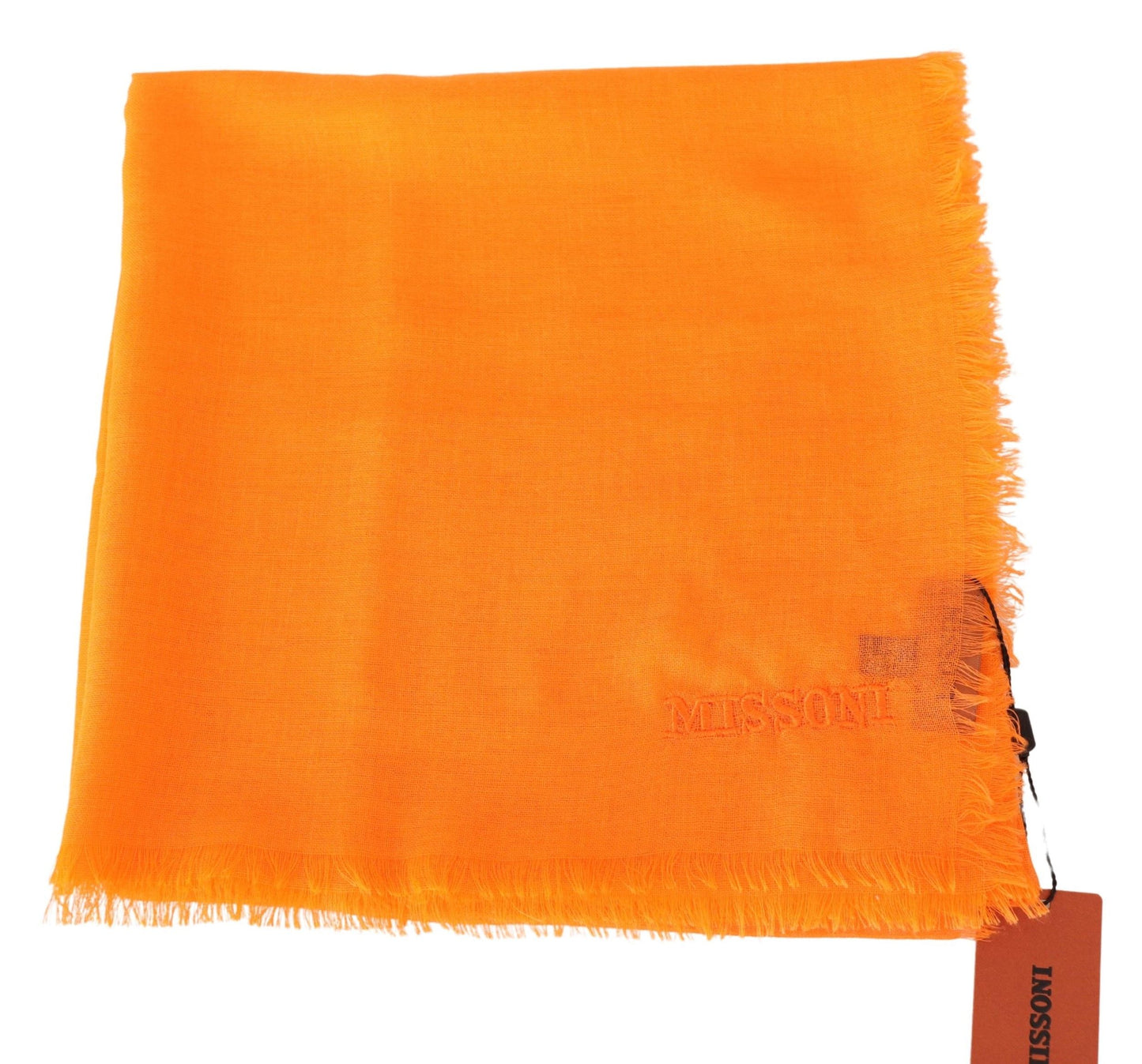 Elegant Wool Blend Fringed Scarf in Orange