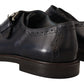 Elegant Blue Leather Brogue Shoes