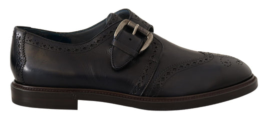 Elegant Blue Leather Brogue Shoes