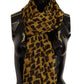 Yellow Patterned 100% Silk Wrap Shawl Scarf