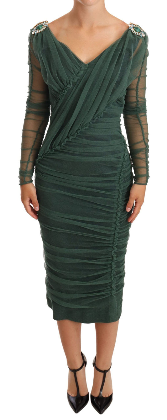 Emerald Elegance Bodycon Midi Dress