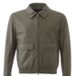 Elegant Green Leather Jacket with Maxi Pockets