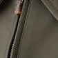 Elegant Green Leather Jacket with Maxi Pockets