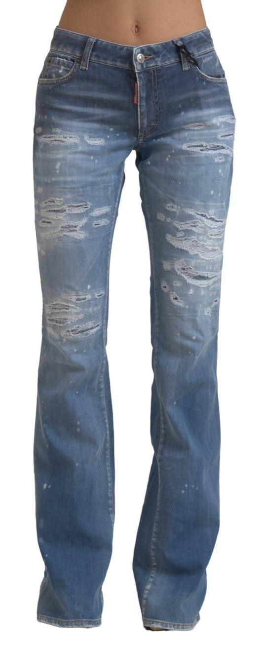 Elegant Mid Waist Flared Denim Jeans