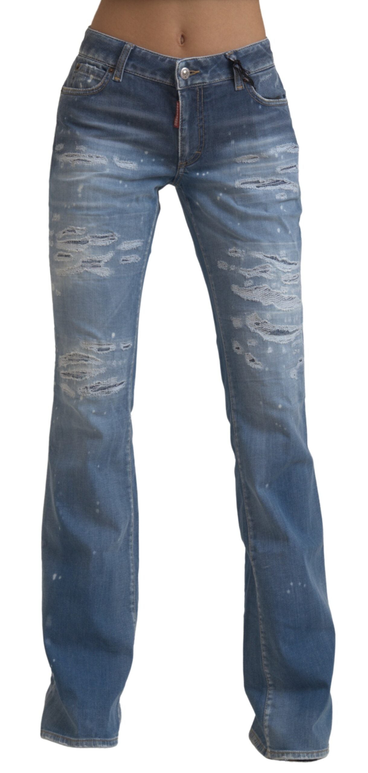 Elegant Mid Waist Flared Denim Jeans