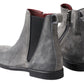 Elegant Gray Chelsea Leather Boots