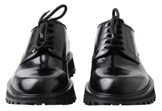 Elegant Black Leather Derby Shoes