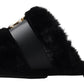 Elegant Black Polyester Men's Slides