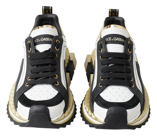 Super King Low Top Sneakers - White, Black & Gold