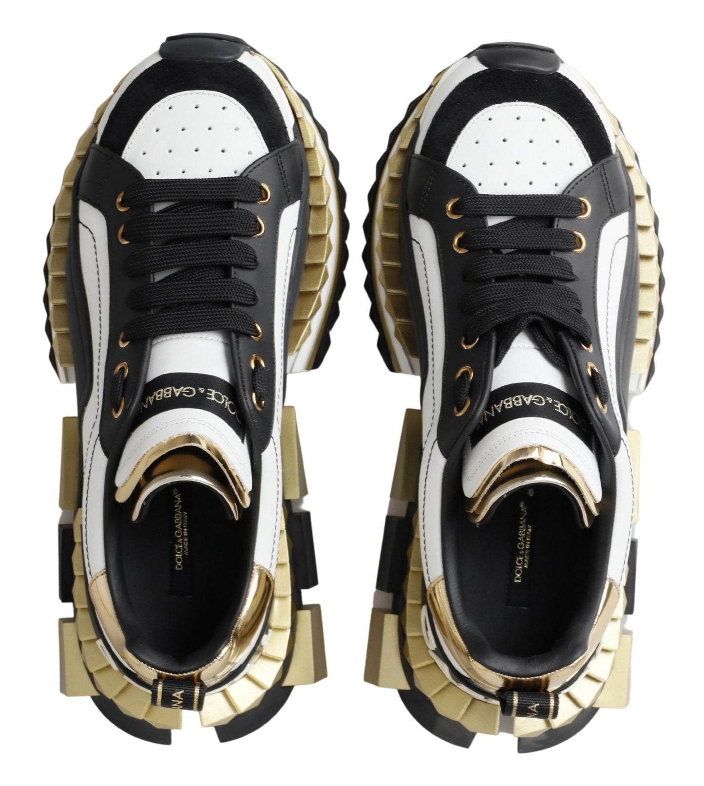 Super King Low Top Sneakers - White, Black & Gold